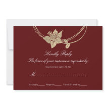 RSVP Bourgondië Maroon Gouden Bloemenkrans Bruilof