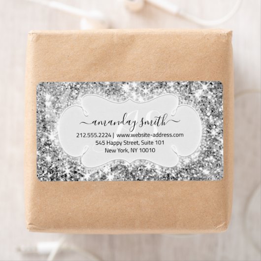 RSVP Bridal Monogram Weddenschap Glitter Silver Gr Etiket (Insitu)