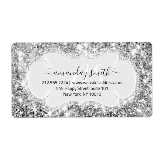 RSVP Bridal Monogram Weddenschap Glitter Silver Gr Etiket (Voorkant)
