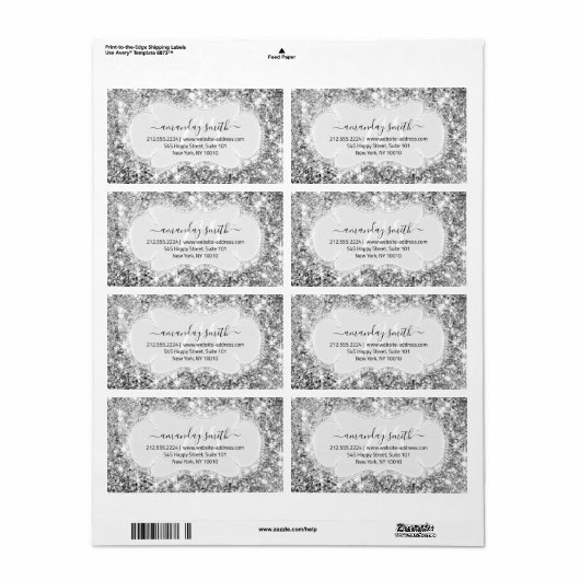 RSVP Bridal Monogram Weddenschap Glitter Silver Gr Etiket (Full Sheet)