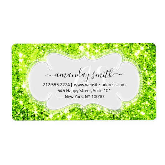 RSVP Bridal Monogram Wedding Glitter Princs Green Etiket (Voorkant)