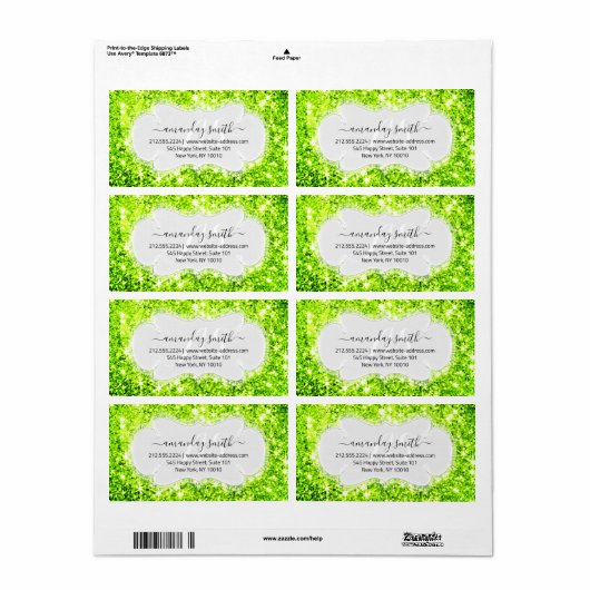 RSVP Bridal Monogram Wedding Glitter Princs Green Etiket (Full Sheet)