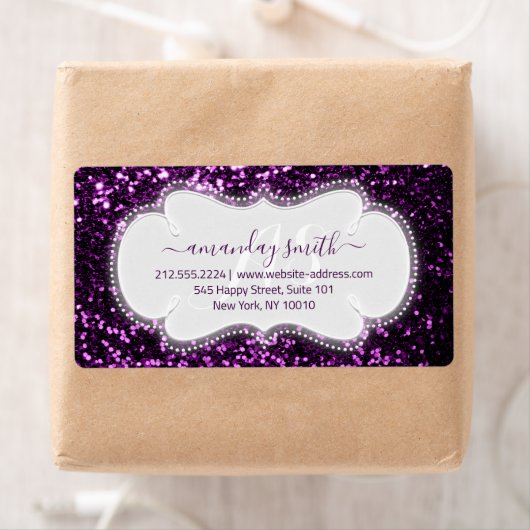RSVP Bridal Sweet Monogram Paars Royal Glitter Etiket (Insitu)
