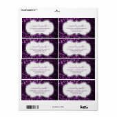 RSVP Bridal Sweet Monogram Paars Royal Glitter Etiket (Full Sheet)