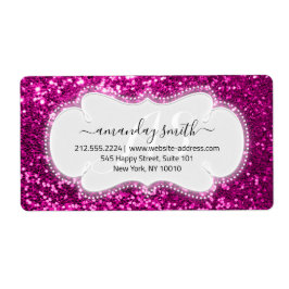 RSVP Bridal Sweet Monogram Pink Royal Glitter Etiket