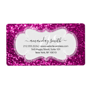 RSVP Bridal Sweet Monogram Pink Royal Glitter Etiket