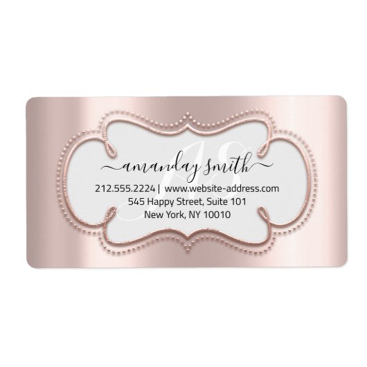 RSVP Bridal Sweet Monogram Roos Gold Lijst Etiket (Voorkant)