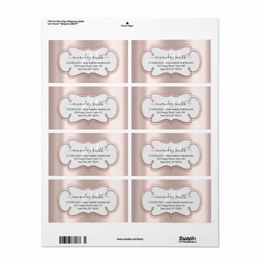 RSVP Bridal Sweet Monogram Roos Gold Lijst Etiket (Full Sheet)