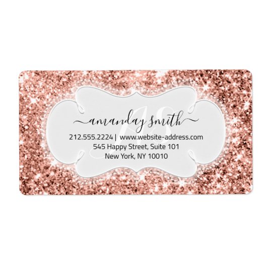 RSVP Bridal Sweet Monogram Weddenschap Glitter Roo Etiket (Voorkant)