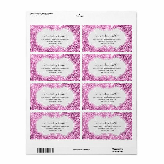 RSVP Bridal Sweet Monogram Weddenschap Roze Glitte Etiket (Full Sheet)