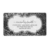 RSVP Bridal Sweet Monogram Wedding Gray Glitter Etiket (Voorkant)
