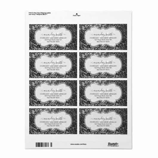 RSVP Bridal Sweet Monogram Wedding Gray Glitter Etiket (Full Sheet)
