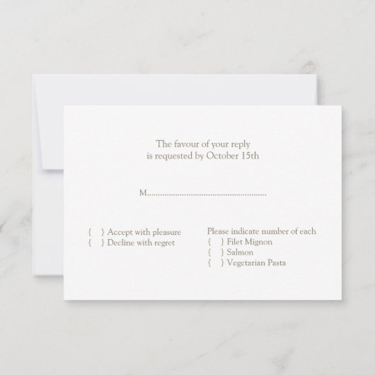 RSVP Bride & Groom Wedding Card met Food Option (Achterkant)