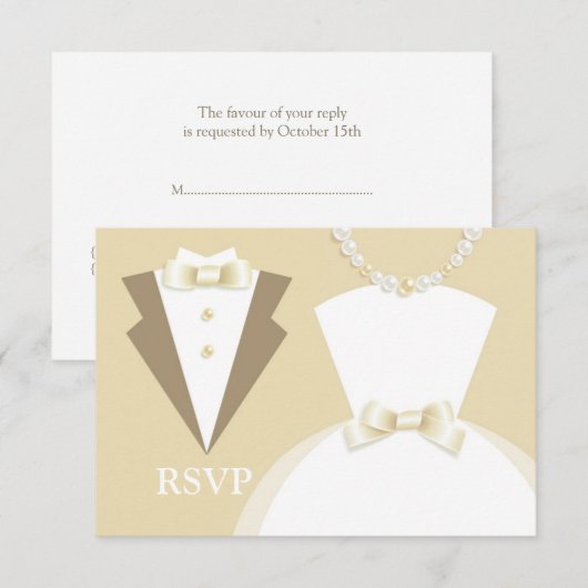 RSVP Bride & Groom Wedding Card met Food Option (Voorkant / Achterkant)
