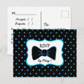 RSVP Briefkaart Blue Black Bowtie LGBT Weddenschap (Voorkant / Achterkant)