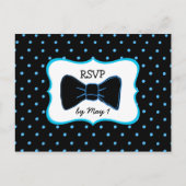 RSVP Briefkaart Blue Black Bowtie LGBT Weddenschap (Voorkant)