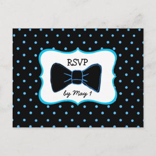 RSVP Briefkaart Blue Black Bowtie LGBT Weddenschap