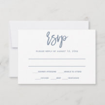 RSVP-Briefkaart | Borstelkalligrafie - Dusty Blue