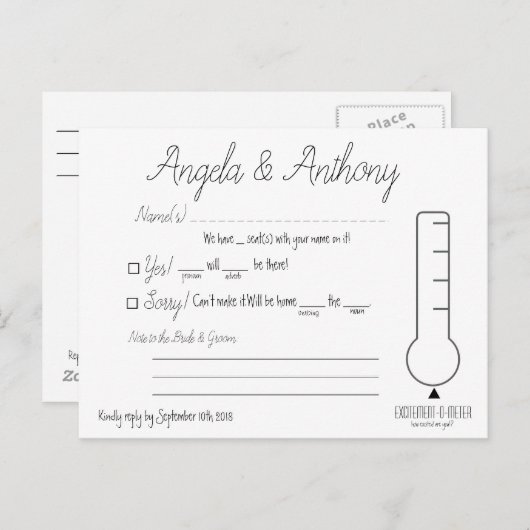 RSVP Briefkaart (bruiloft) (Voorkant / Achterkant)