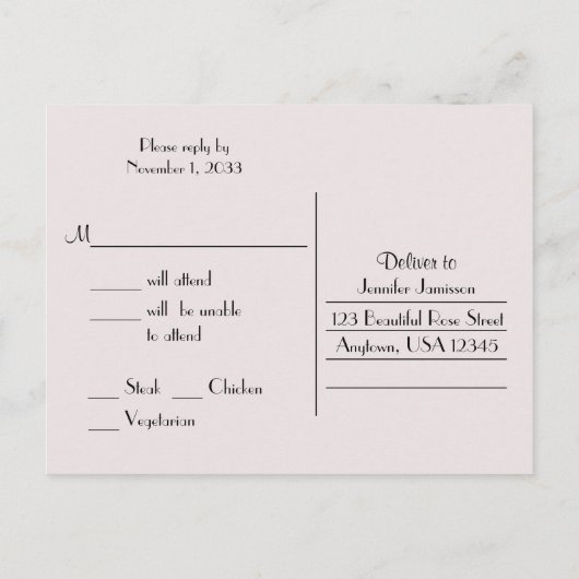 RSVP-Briefkaart, elke gelegenheid Uitnodiging Briefkaart (Achterkant)