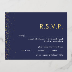 RSVP-briefkaart folie marineschimmer Feestdagen Briefkaart