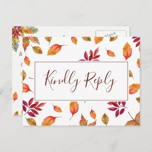 RSVP Briefkaart Herfst in liefde herfstbruiloft (Voorkant / Achterkant)