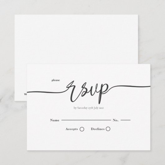 RSVP-Briefkaart - legant Kaart (Voorkant / Achterkant)