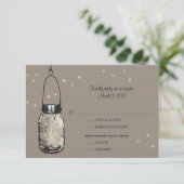 RSVP Briefkaart Mason Jar & Fireflies Weddenschap (Staand voorkant)