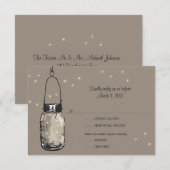 RSVP Briefkaart Mason Jar & Fireflies Weddenschap (Voorkant / Achterkant)