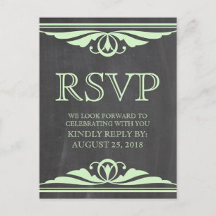 RSVP-Briefkaart met groen deco-alkboard Uitnodiging Briefkaart