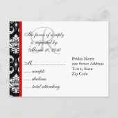 RSVP Briefkaart met Monogram Damask voor bruilofte (Achterkant)