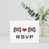 RSVP-Briefkaart met Red Cute Gamer Uitnodiging Briefkaart (Staand voorkant)