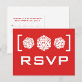 RSVP-Briefkaart met Red D20-desktop Uitnodiging Briefkaart (Voorkant / Achterkant)