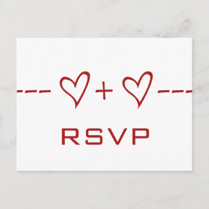 RSVP-Briefkaart met Red Heart-vergelijking Uitnodiging Briefkaart