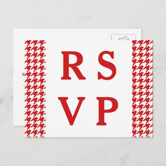 RSVP-Briefkaart met Red Houndstooth Wedding Uitnodiging Briefkaart (Voorkant / Achterkant)