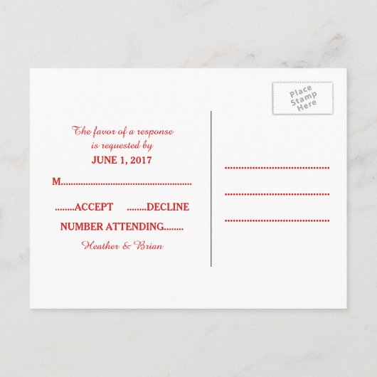 RSVP-Briefkaart met Red Houndstooth Wedding Uitnodiging Briefkaart (Achterkant)