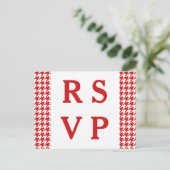RSVP-Briefkaart met Red Houndstooth Wedding Uitnodiging Briefkaart (Staand voorkant)