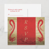 RSVP-Briefkaart met rode drakenbruiloft Uitnodiging Briefkaart (Voorkant / Achterkant)