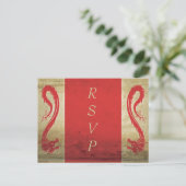 RSVP-Briefkaart met rode drakenbruiloft Uitnodiging Briefkaart (Staand voorkant)