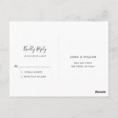 RSVP-Briefkaart met zwarte en witte minimalistisch Briefkaart (Achterkant)