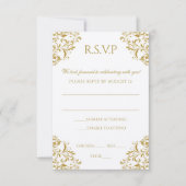 RSVP-Briefkaart - Nadine (Gold) op Ecru RSVP Kaartje (Voorkant)