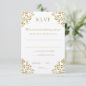 RSVP-Briefkaart - Nadine (Gold) op Ecru RSVP Kaartje (Staand voorkant)