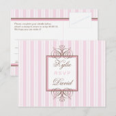 RSVP-BRIEFKAART:: parijse streep - roze Uitnodiging Briefkaart (Voorkant / Achterkant)