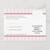 RSVP-BRIEFKAART:: parijse streep - roze Uitnodiging Briefkaart (Achterkant)