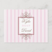 RSVP-BRIEFKAART:: parijse streep - roze Uitnodiging Briefkaart (Voorkant)
