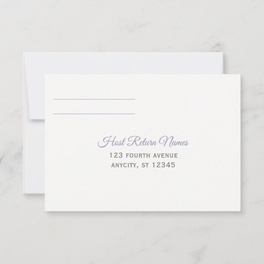 RSVP-Briefkaart | Penseelkalligrafie (lavender) Kaart (Achterkant)