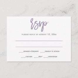 RSVP-Briefkaart | Penseelkalligrafie (lavender) Kaart