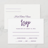 RSVP-Briefkaart | Penseelkalligrafie — Plum/Paars Kaart (Voorkant / Achterkant)