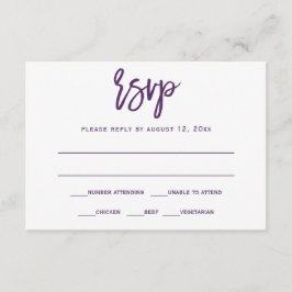 RSVP-Briefkaart | Penseelkalligrafie — Plum/Paars Kaart