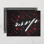 RSVP-briefkaart poster Stijl rood en zwart Uitnodiging Briefkaart (Voorkant / Achterkant)